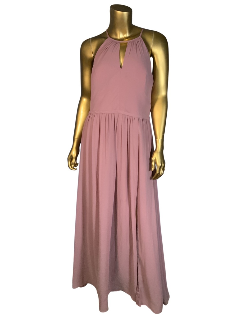 Azazie Kenzi Halter Neck Chiffon Bridesmaid Dress in Vintage Mauve Size 14